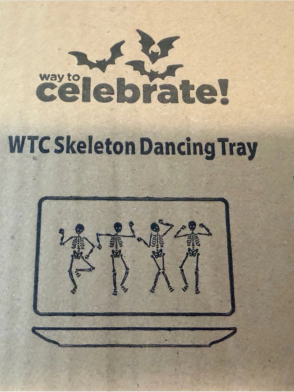 Halloween Dancing Skeleton Stoneware Serving Tray 14.25” Way to Celebrate